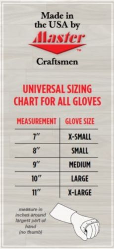 Master Deluxe Wrist Glove Größentabelle