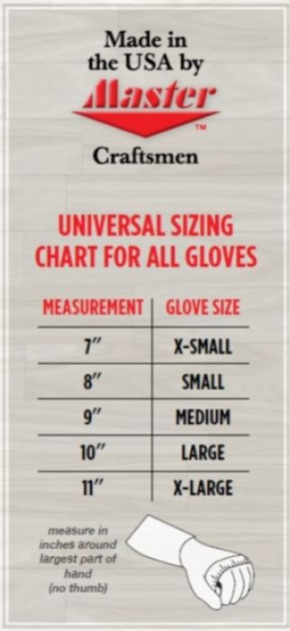 Master Deluxe Wrist Glove Größentabelle